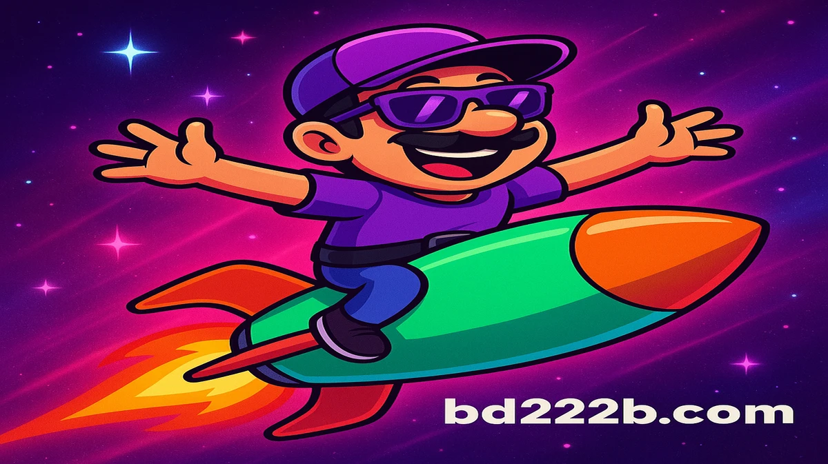 BD222 প্ল্যাটফর্মে প্রচারের জন্য, গোঁফ ও সানগ্লাস পরা একটি স্টাইলাইজড চরিত্র একটি রকেটে চড়ে নক্ষত্রসমৃদ্ধ গ্যালাক্সির মধ্য দিয়ে ছুটছে—এভাবে BD222-এ জনপ্রিয় JetX-সংক্রান্ত গেমটির প্রচার করা হচ্ছে।