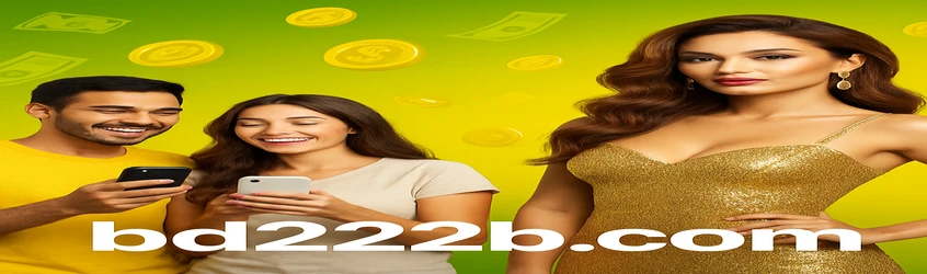 BD222 রেফারাল প্রোগ্রাম প্রচারের জন্য একটি বাংলা ব্যানার, ৫ জন বন্ধু পরিচিত করলে ২০০০ টাকার বোনাস দেওয়া হয়; এতে একটি গ্ল্যামারাস নারী এবং স্থানীয় পেমেন্ট পদ্ধতির লোগো রয়েছে।